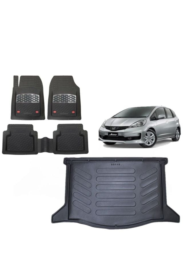 Honda Jazz 2014 Model 3D Bagaj Havuzu+3D Havuzlu Safir Karbon Kromlu Paspas