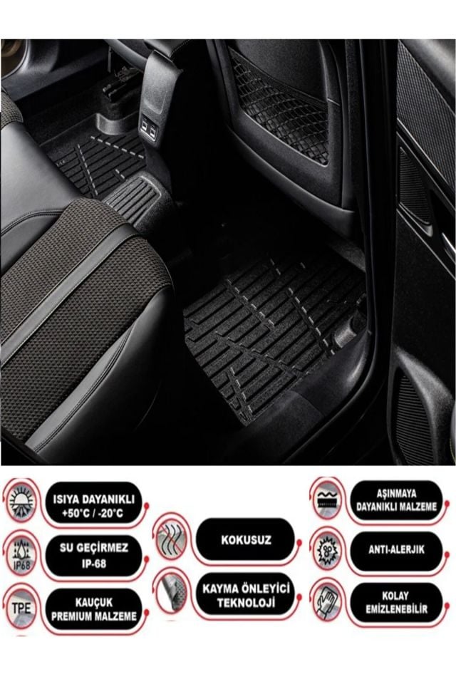 Fiat Fiorino 2007-2022 Arası 4D Araca Özel Havuzlu Kokusuz Paspas Takımıı