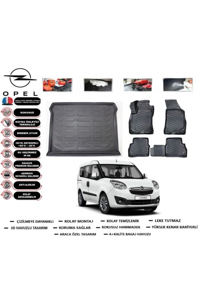 Opel Combo 2015 Model Bagaj Havuzu Araca Özel Paspas Takımı Prrox