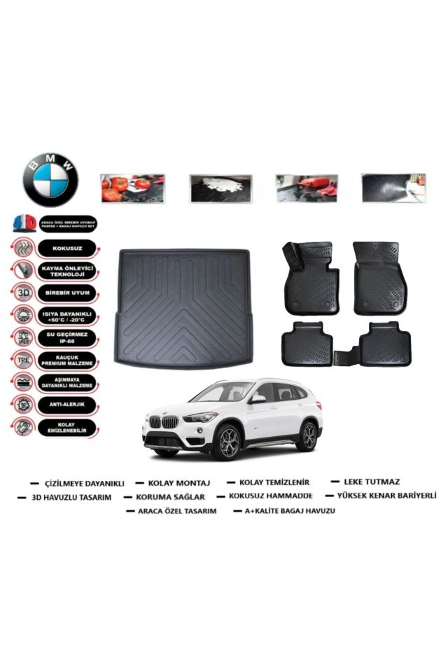 Bmw X1 2019 Model Bagaj Havuzu Araca Özel Paspas Takımı Flex