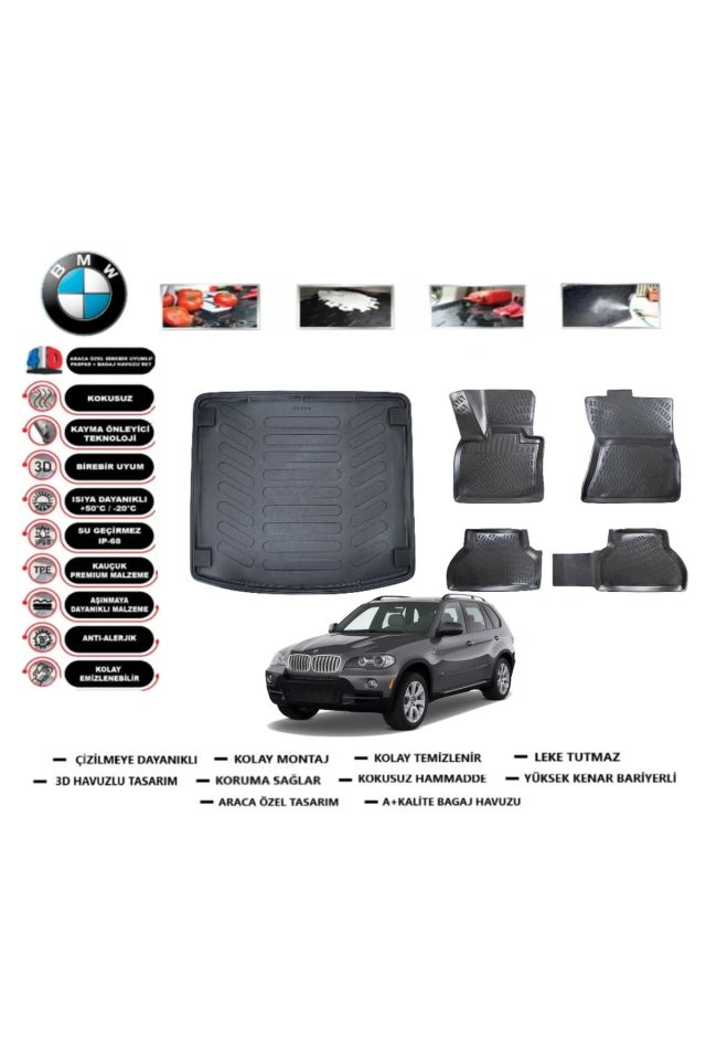 Bmw X6 2012 Model Bagaj Havuzu Araca Özel Paspas Takımı Flex