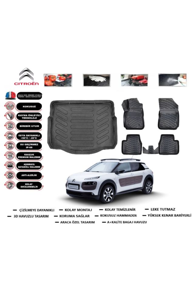 Citroen Cactus 2018 Model Bagaj Havuzu Araca Özel Paspas Takımı Prrox