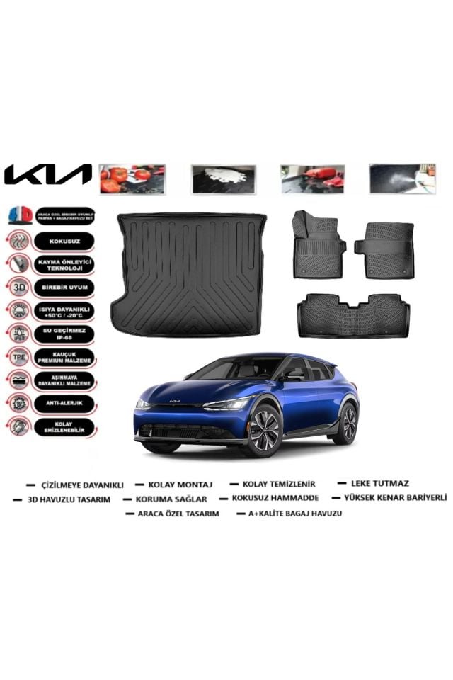 Kia EV6 2024 Model Bagaj Havuzu Araca Özel Paspas Takımı Prrox