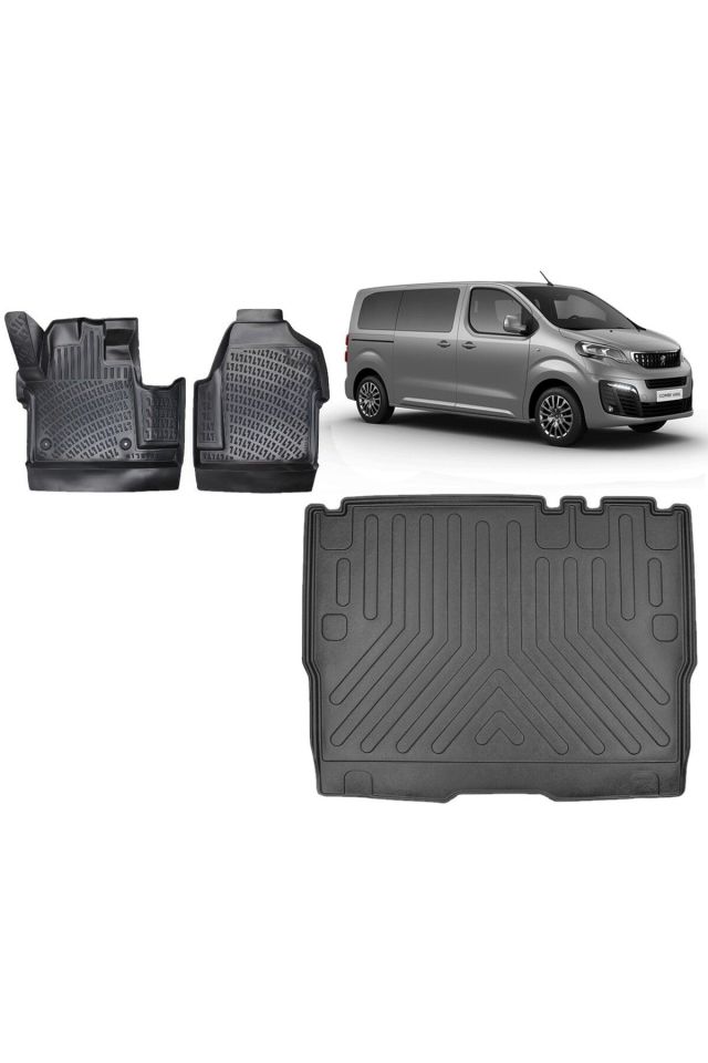Peugeot Expert Traveller 8+1 2022 Model 3D Bagaj Havuzu+3D Havuzlu Araca Özel Paspas Takımı