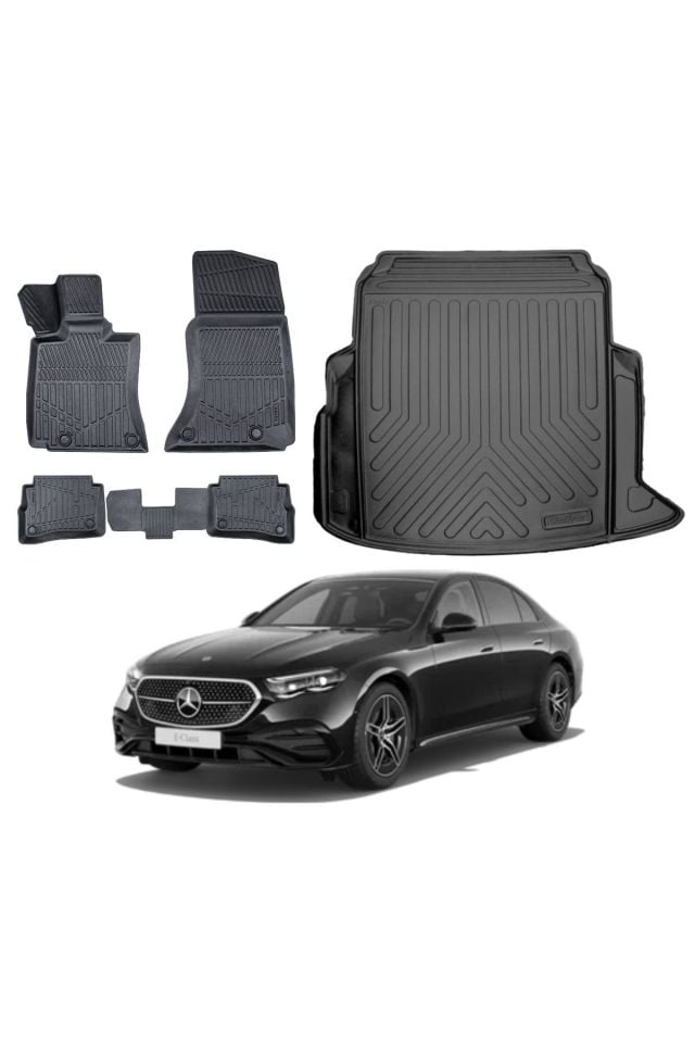 Mercedes E Serisi W214 2024 Model 3D Bagaj Havuzu+3D Araca Özel Paspas Takımı Birebir uyumlu