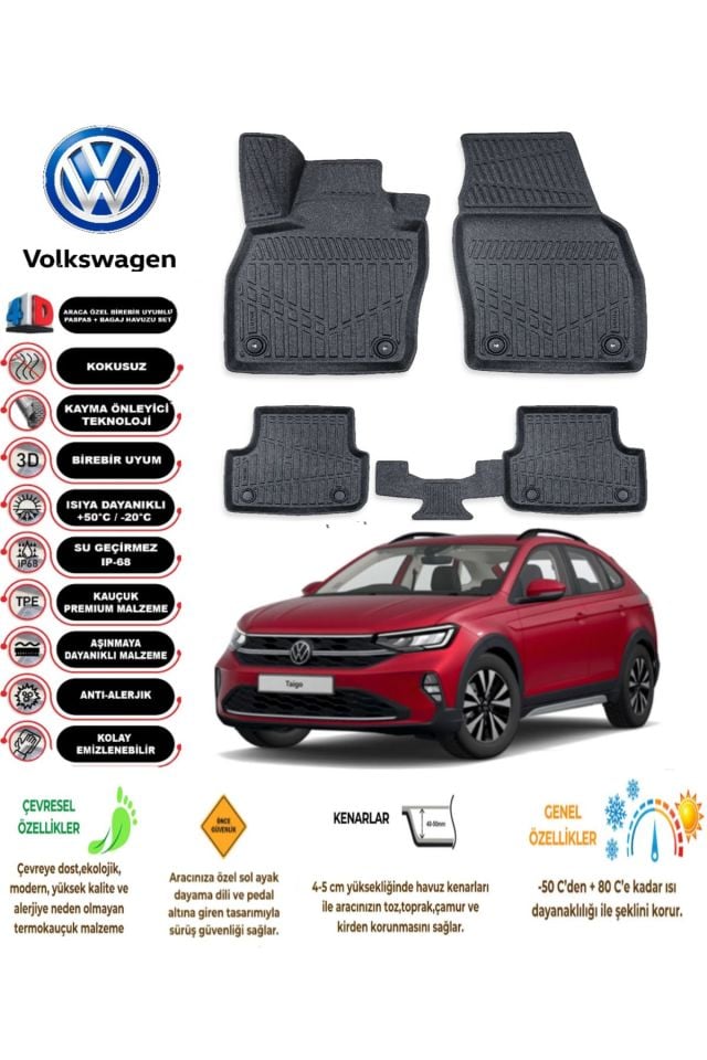 Volkswagen Taigo 2020 Sonrası 4D Araca Özel Havuzlu Kokusuz Paspas Takımıı