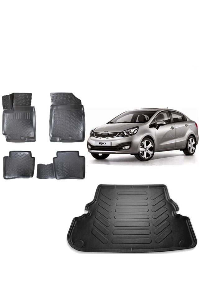 Kia Rio Sedan 2015 Model 3D Bagaj Havuzu+3D Havuzlu Araca Özel Paspas Takımı