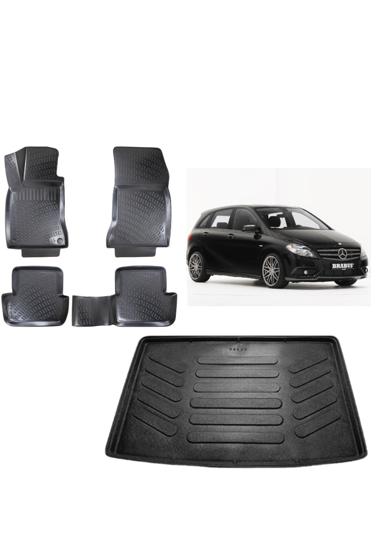 risi W246 2013 Model 3D Bagaj Havuzu+3D Havuzlu Araca Özel Paspas Takımı