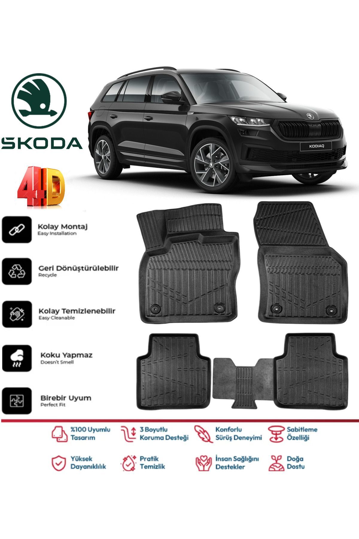 Skoda Kodiaq 2017 Model 4D Havuzlu Paspas