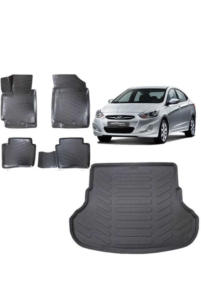 Hyundai Accent Blue 2012 Model 3D Bagaj Havuzu+3D Havuzlu Araca Özel Paspas Takımı