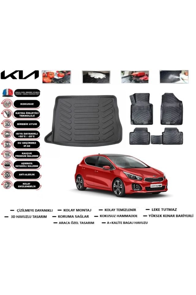 Kia Ceed HB 2016 Model Alt Bagaj Havuzu Araca Özel Paspas Takımı Flex
