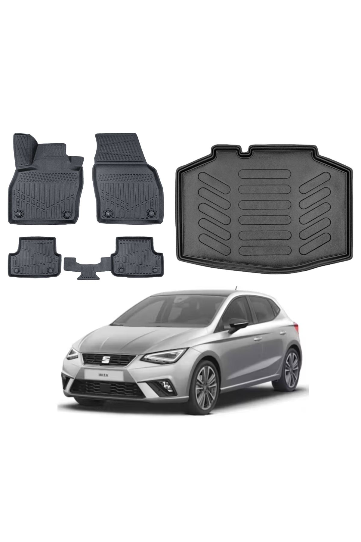 Seat İbiza HatchBack 2017-2022 3D Bagaj Havuzu+3D Araca Özel Paspas Takımı