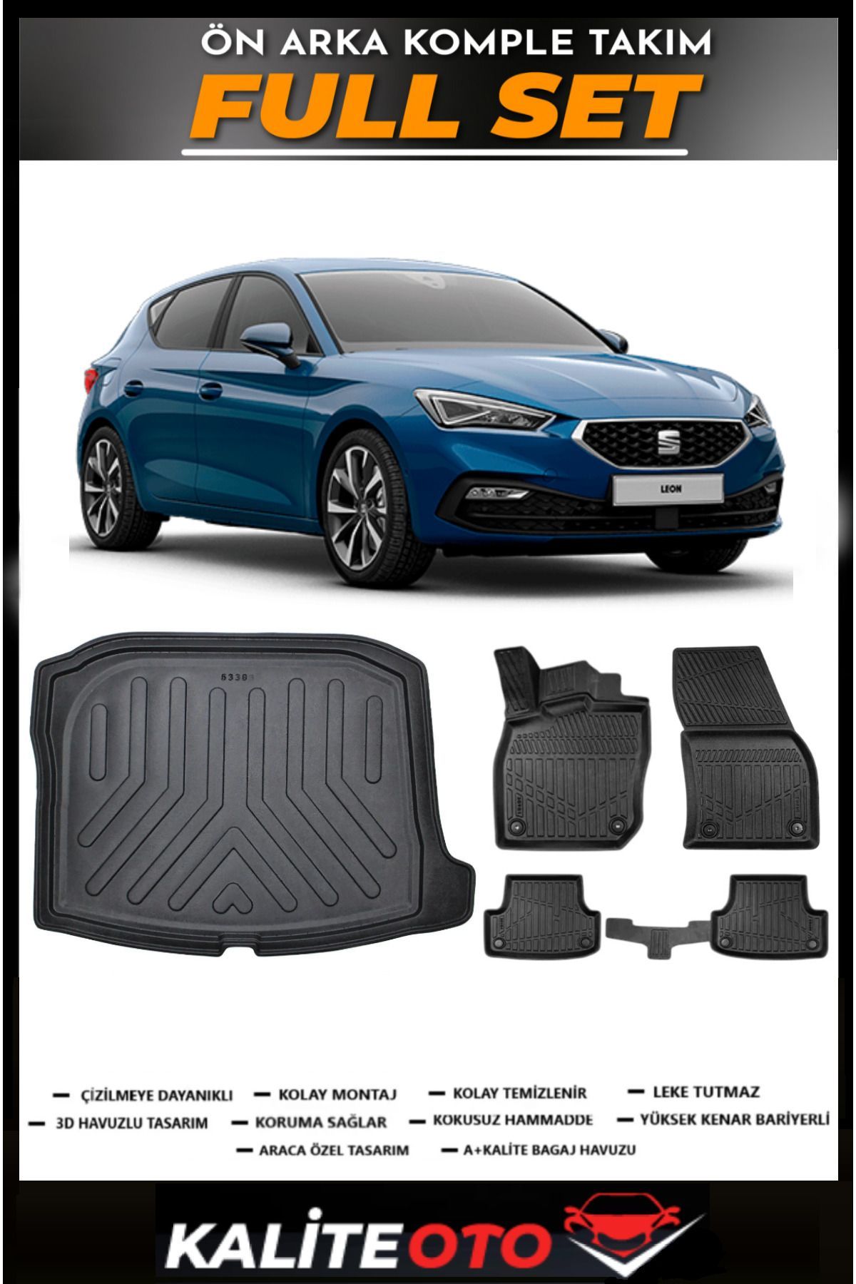 Seat Leon Bagaj Havuzu+4.5D Havuzlu Paspas Seti 2023 Model