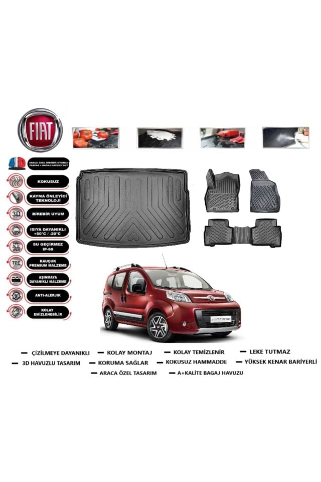 Fiat Fiorino 2011 Model Koltuklu Van Bagaj Havuzu Araca Özel Paspas Takımı Flex