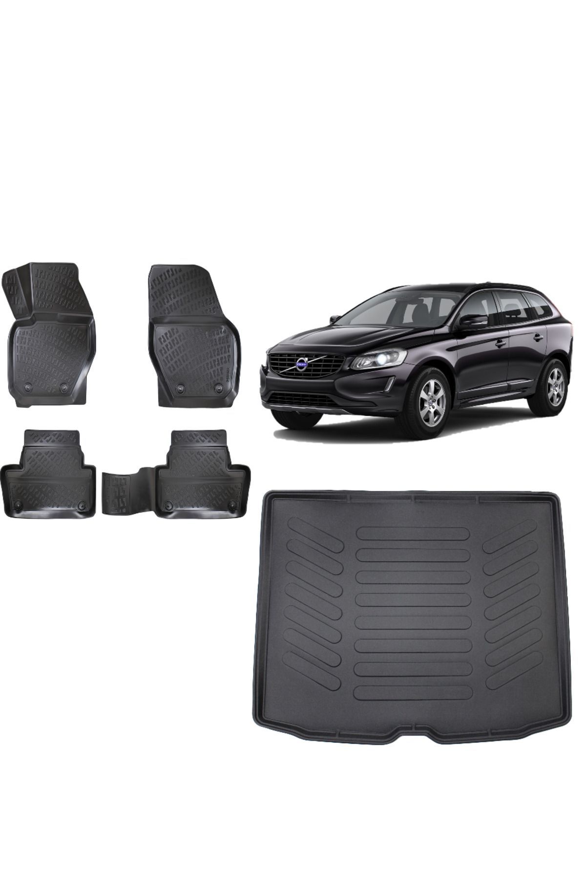 Volvo XC60 2009 Model 3D Bagaj Havuzu+3D Havuzlu Araca Özel Paspas Takımı