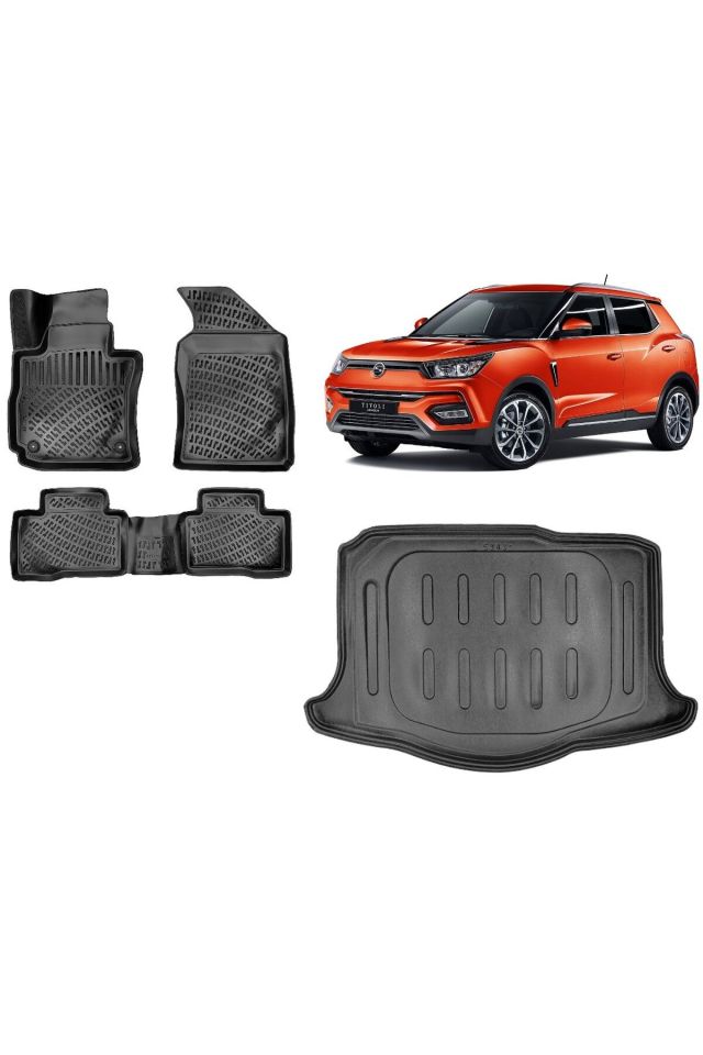 Ssangyong Tivoli 2018 Kısa Şase 3D Bagaj Havuzu+3D Havuzlu Araca Özel Paspas Takımı
