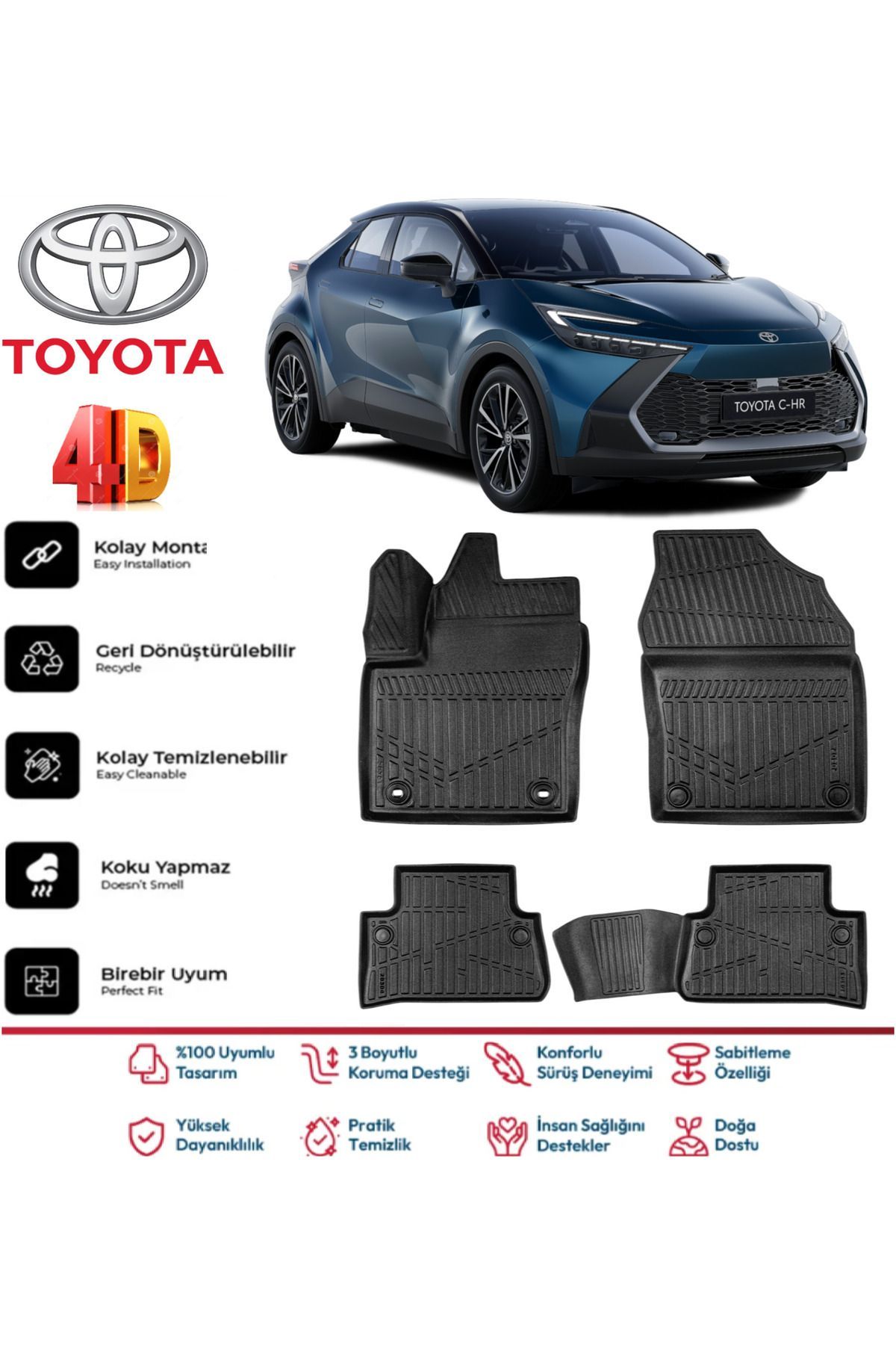 Toyota C-HR 2025 Model 4D Havuzlu Paspas