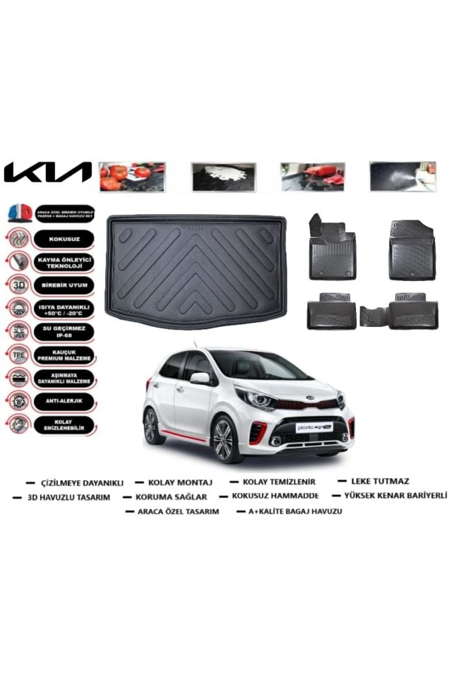 Kia Picanto 2022 Model Bagaj Havuzu Araca Özel Paspas Takımı Prrox