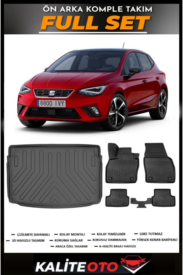 Seat Ibıza Üst Bagaj Havuzu+4.5D Havuzlu Paspas Seti 2025 Model