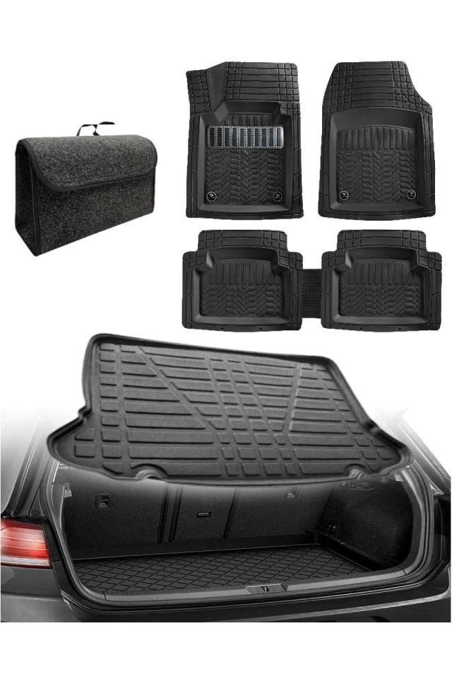 Honda Cr-v 2002-2007 Uyumlu Kokusuz 3d Bagaj Havuzu+3d Maximum Karbon Kromlu Havuzlu Paspas