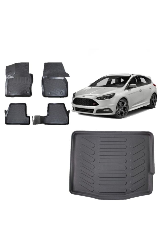 Focus 3.5 Hatchback 2014 Model 3D Bagaj Havuzu+3D Havuzlu Araca Özel Paspas Takımı