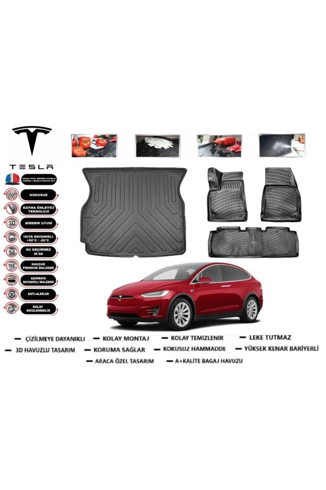 Tesla Model X 2019 Model Bagaj Havuzu Araca Özel Paspas Takımı Prrox