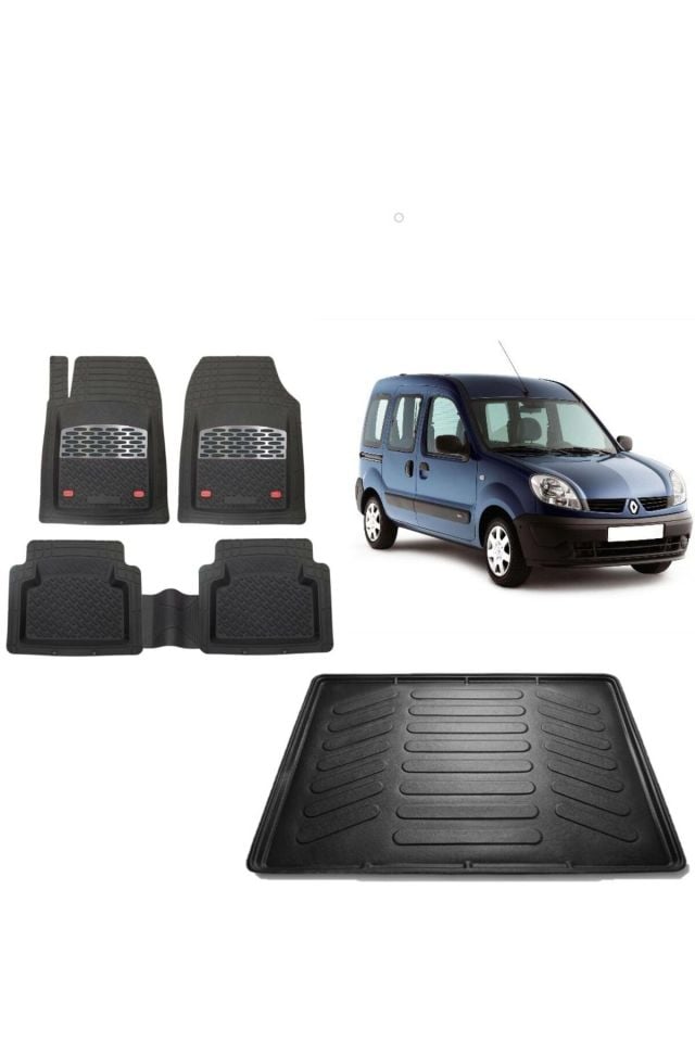 Renault Kangoo Combi 2000 Model 3D Bagaj Havuzu+3D Havuzlu Safir Gri Kromlu Paspas