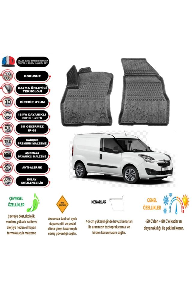 Opel Combo 2015 Model PANELVAN 4D Havuzlu Paspas (2 parça)