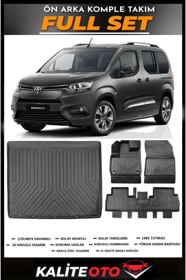 Toyota Proace City Bagaj Havuzu+4.5D Havuzlu Paspas Seti 2024 Model