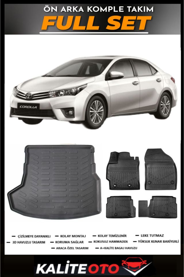 Toyota Corolla Bagaj Havuzu+4.5D Havuzlu Paspas Seti 2018 Model