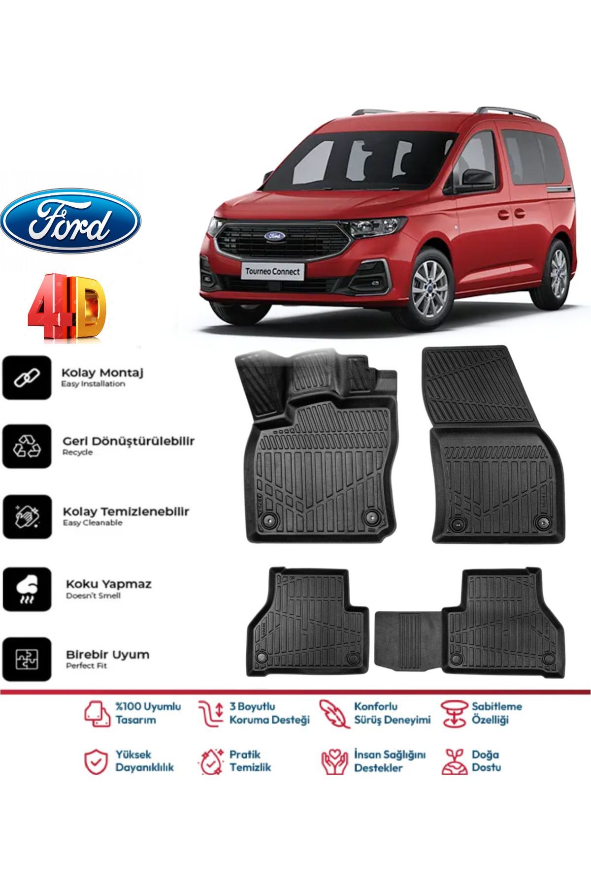 Ford Connect 2023 Model 4D Havuzlu Paspas