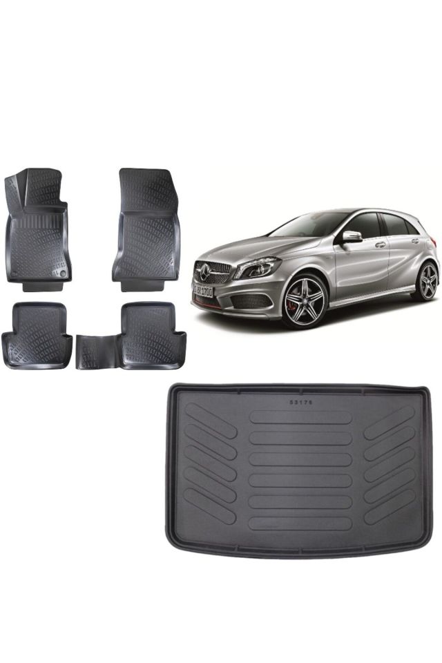 Mercedes A Serisi W176 2015 Model 3D Bagaj Havuzu+3D Havuzlu Araca Özel Paspas Takımı