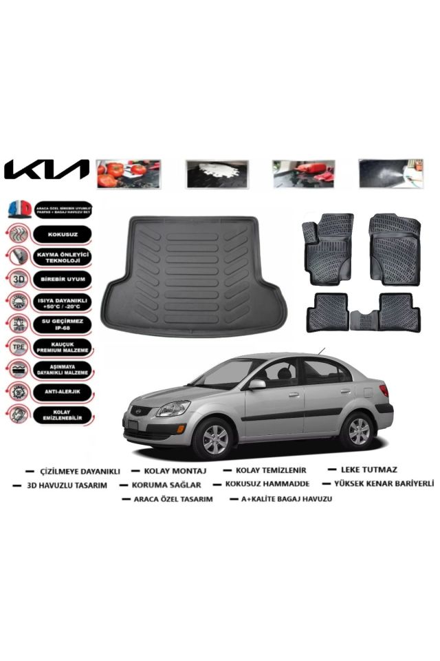 Kia Rio Sedan 2011 Model Bagaj Havuzu Araca Özel Paspas Takımı Prrox