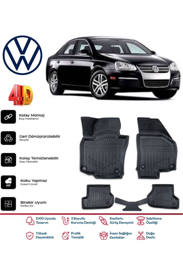 Volkswagen Jetta 2008 Model 4D Havuzlu Paspas