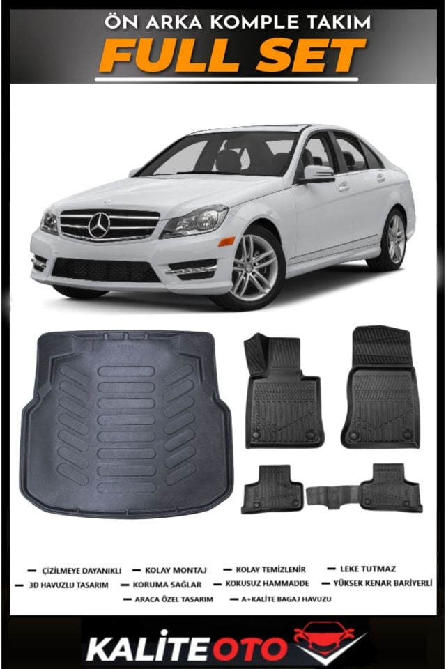 Mercedes C Serisi W204 Bagaj Havuzu+4.5D Havuzlu Paspas Seti 2012 Model