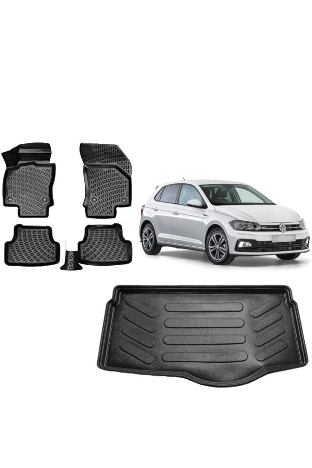Volkswagen Polo 2021 Model Alt Kademe Bagaj Havuzu+3D Havuzlu Araca Özel Paspas Takımı