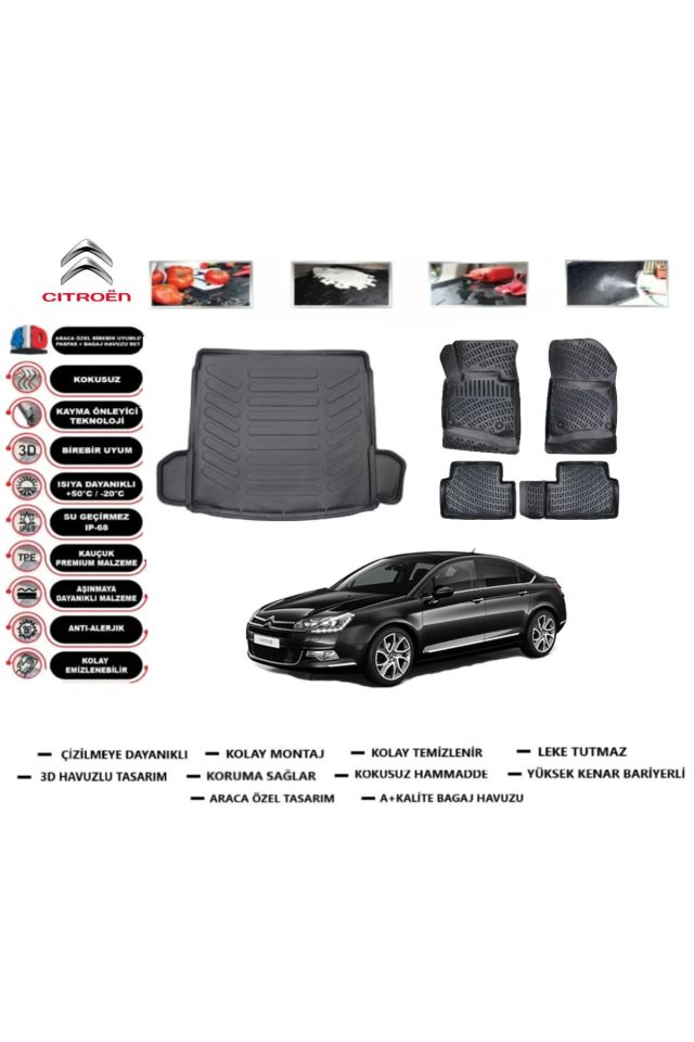 Citroen C5 2008 Model Bagaj Havuzu Araca Özel Paspas Takımı Prrox
