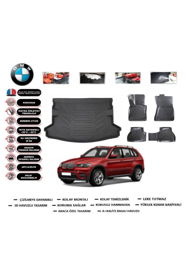 Bmw X5 2010 Model Bagaj Havuzu Araca Özel Paspas Takımı Flex