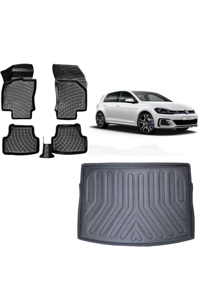 Volkswagen Golf 7 2014 Model 3D Bagaj Havuzu+3D Havuzlu Araca Özel Paspas Takımı