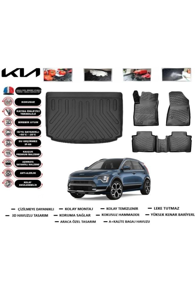 Kia Niro Hybrid 2025 Model Üst Bagaj Havuzu Araca Özel Paspas Takımı Prrox