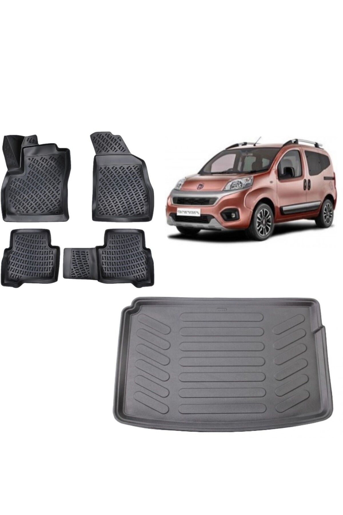 Fiat Fiorino 2012 Model Plastik Zemin 3D Bagaj Havuzu+3D Havuzlu Araca Özel Paspas Takımı