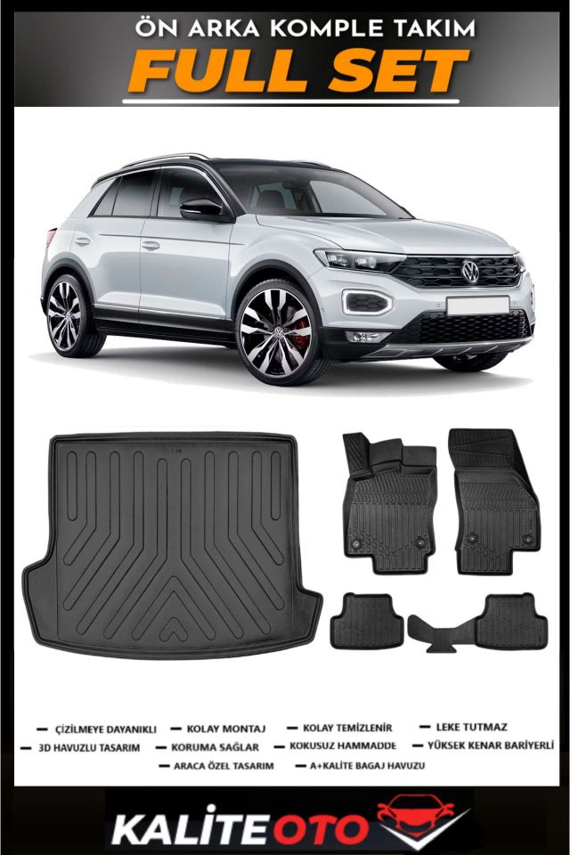 Volkswagen T-Roc Üst Bagaj Havuzu+4.5D Havuzlu Paspas Seti 2021 Model