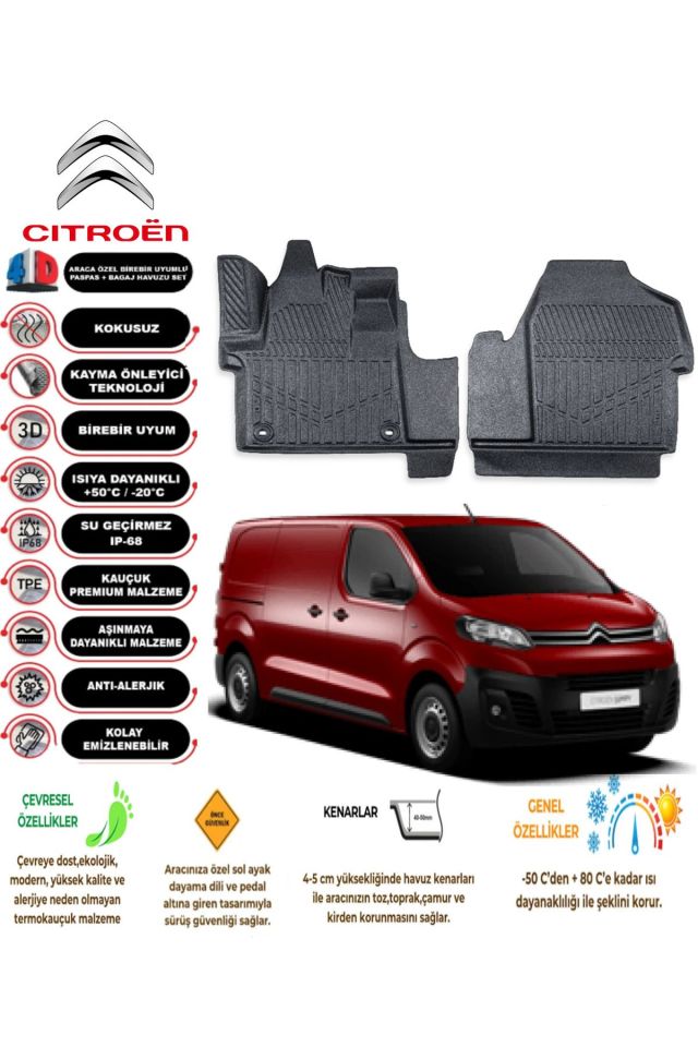 Citroen Jumpy Panelvan 2017 Model 4D Araca Özel Havuzlu Paspas Takımı
