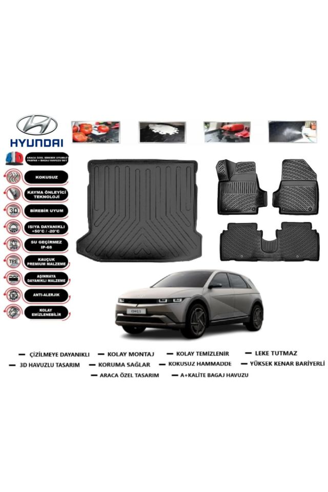 Hyundai Ioniq 5 2024 Model Bagaj Havuzu Araca Özel Paspas Takımı Prrox