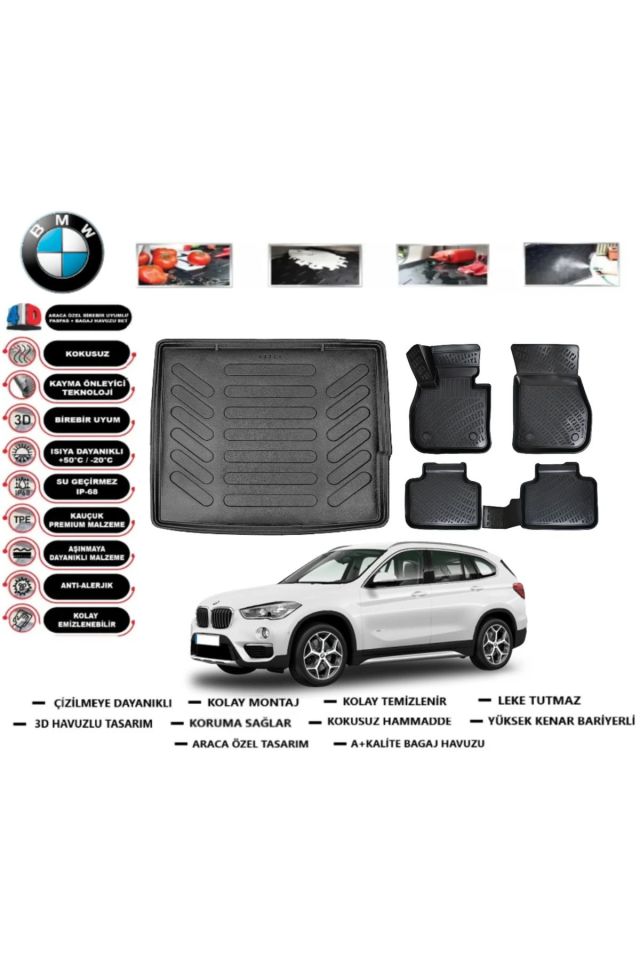 Bmw X1 2011 Model Bagaj Havuzu Araca Özel Paspas Takımı Flex