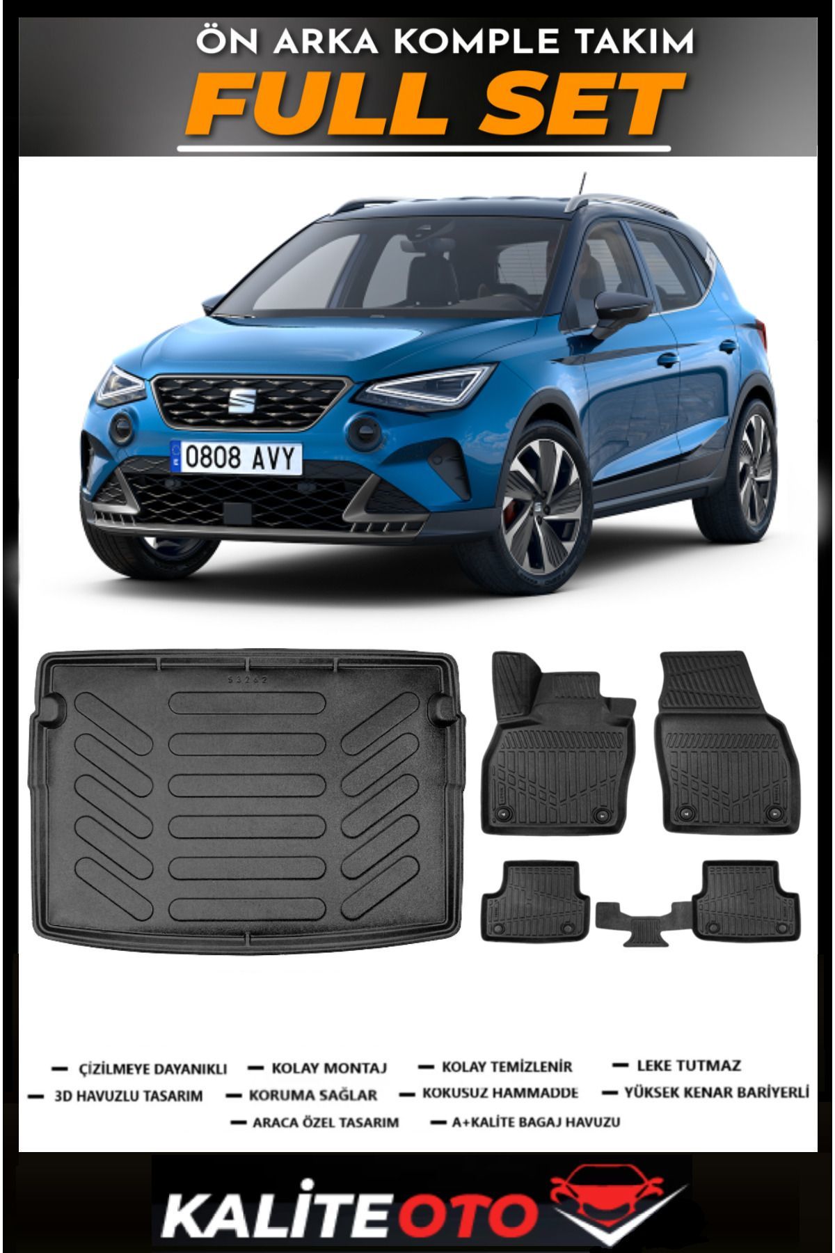 Seat Arona Üst Bagaj Havuzu+4.5D Havuzlu Paspas Seti 2023 Model