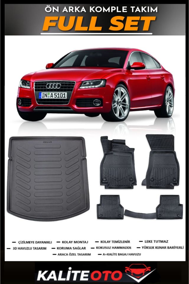 Audi A5 Bagaj Havuzu+4.5D Havuzlu Paspas Seti 2011 Model