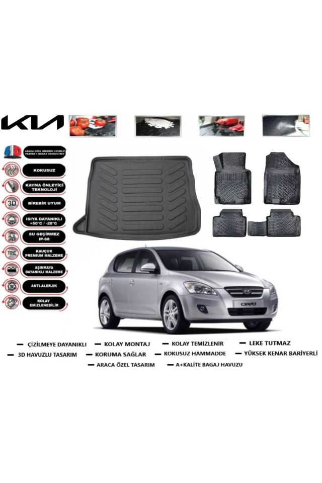 Kia Ceed HB 2012 Model Bagaj Havuzu Araca Özel Paspas Takımı Prrox