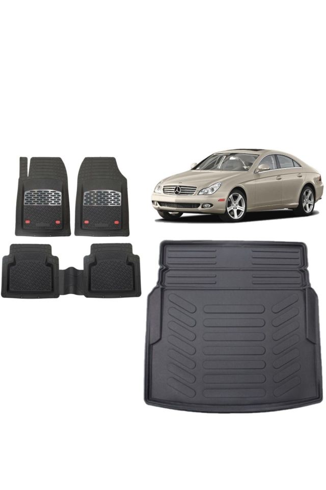 Mercedes CLS C219 2009 Model 3D Bagaj Havuzu+3D Havuzlu Safir Gri Kromlu Paspas