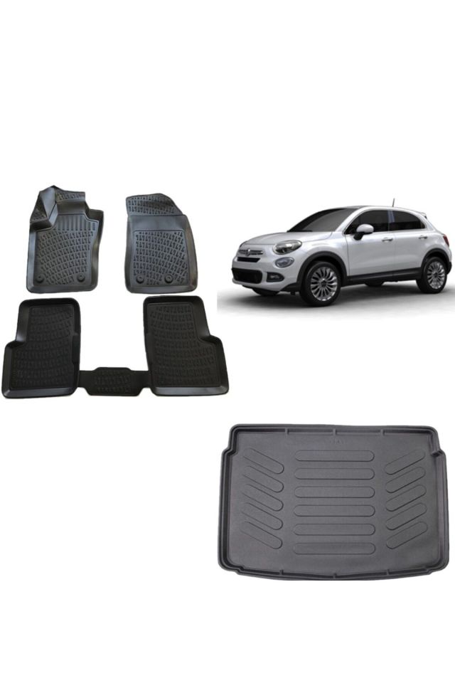 Fiat 500X 2022 Model 3D Bagaj Havuzu+3D Havuzlu Araca Özel Paspas Takımı